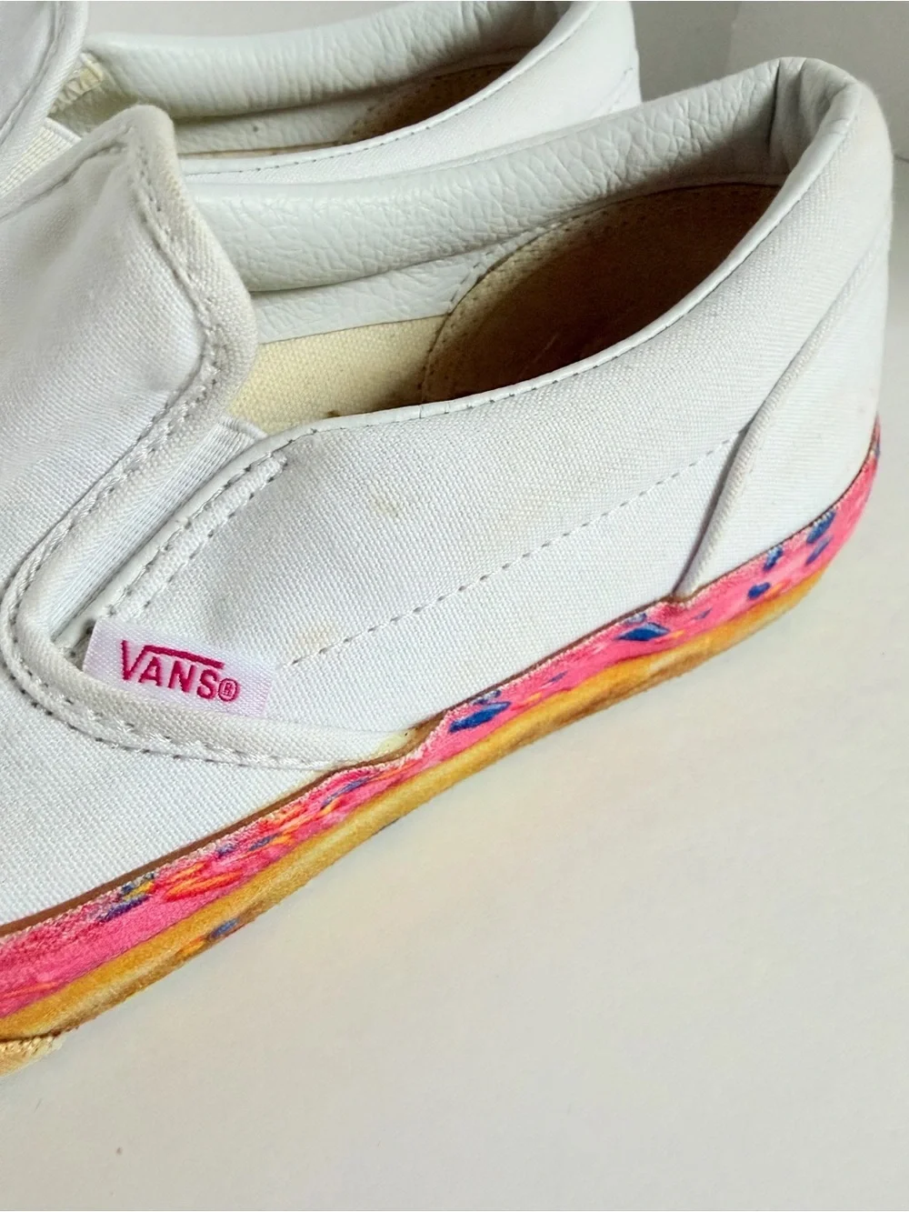 Vans Donut Sprinkle Sneakers Slip On Bold Platform Shoes White Pink Size 7 Kids